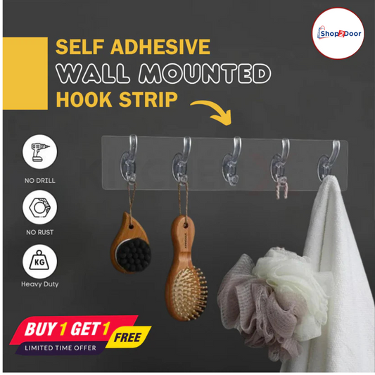Self Adhesive Wall Mounted Hooks Strip [Buy 1 Get 1 Free] 🎁 50% off + Free Shipping ✈️